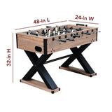 Hathaway Fullerton 48-in Foosball Table, Arcade Table Soccer for Game Rooms, Includes (2) 36-mm ABS Foosballs, Driftwood (BG50330) Hathaway