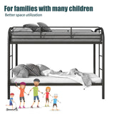 Flolinda Metal Bunk Bed Twin Over Twin, Heavy Duty Bunk Beds with 2 Ladders and 11.8" Full-Length Guardrail, Space-Saving Bunk Bed with Storage, No Box Spring Needed, Easy Assemble, Black Flolinda