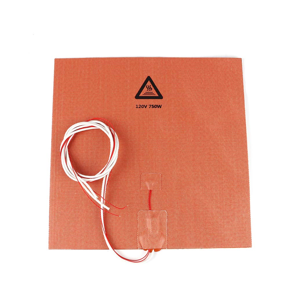BCZAMD 3D Printer Heating Plate Adhesive Silicone Heated Mat 120V 750W with NTC 100K Thermistor No Hole for Crealit Ender 3 Max 3D Printer Parts 300 X 300mm (Approx. 12" X 12") BCZAMD