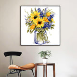 Yezavesu Flower Framed Paint by Numbers Kit for Adults Beginner & Kids Ages 8-12, Flowers Paint by Number Without Easel, DIY Adult Paint by Numbers Sunflower for Home Wall Decor Gift 10x 10 inch Yezavesu