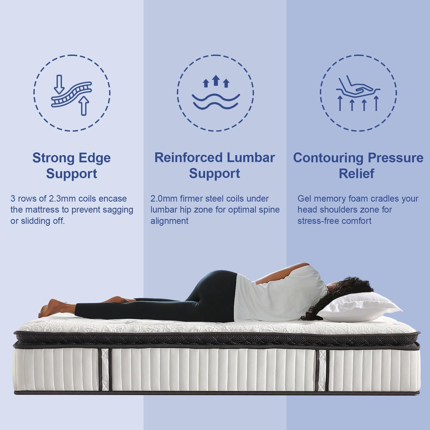 Suiforlun California King Mattress, 12 Inch Gel Memory Foam Hybrid Cal King Mattress in a Box, Medium Firm Pocket Spring Mattresses for Back Pain Relief, 120 Nights Trial