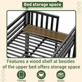 Mirightone Triple Bunk Bed Metal 3 Bed Bunk Beds for Kids Twin Over Twin Bunk Beds for 3 with Safety Guardrail for Teens Adults, Can Be Separated into 3 Twin Beds, Noise Free, Black Mirightone