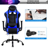 Gaming Chair, Height Adjustable Swivel Rolling Chair with Headrest Footrest and Massage Lumbar Support, PU High Back Ergonomic PC Chair for Office or Gaming, Office Gaming Chair Haiput Wam