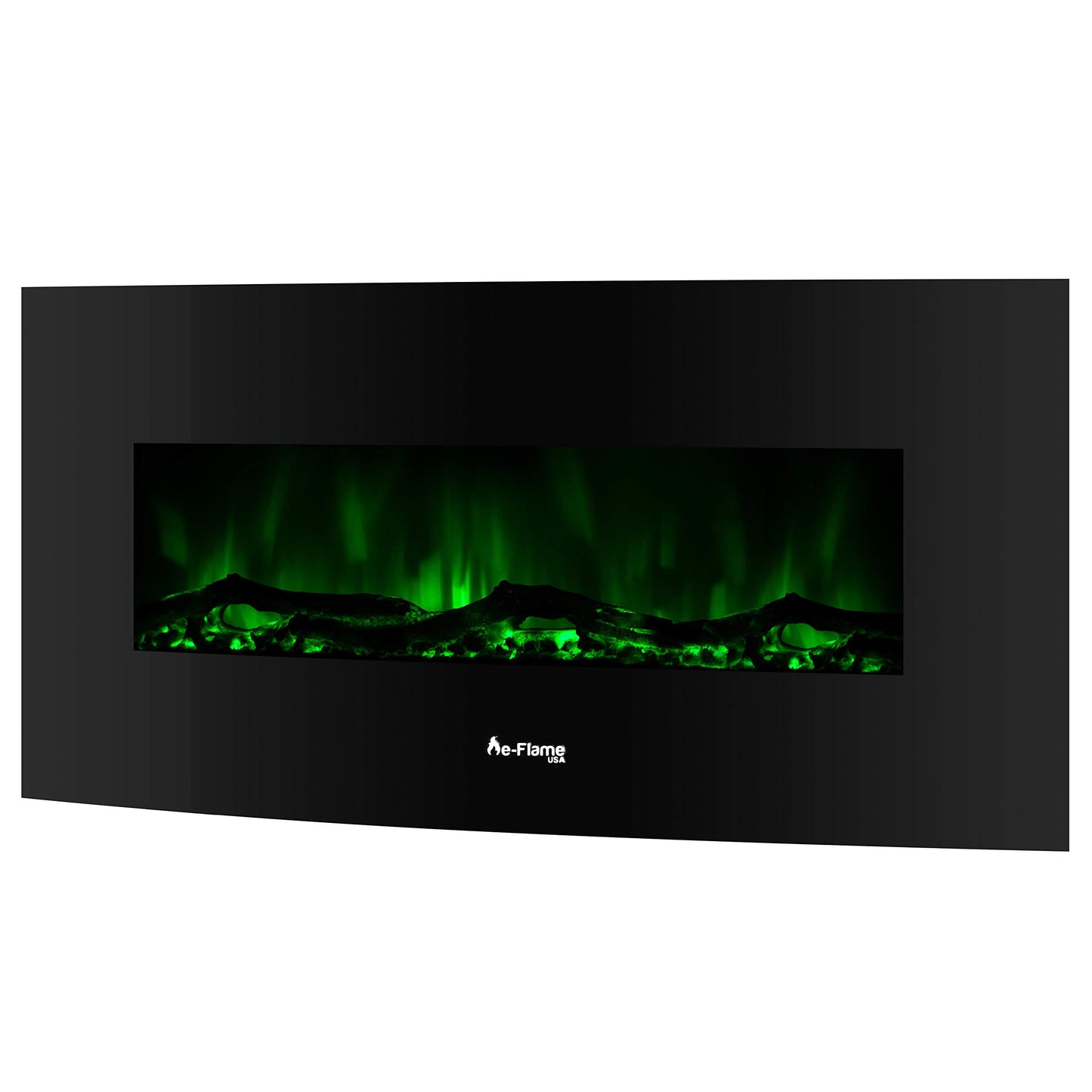 e-Flame USA Sundance Curved Wall Mounted or Freestanding LED Electric Fireplace with Remote - Adjustable, Timer, Remote - 48-inch