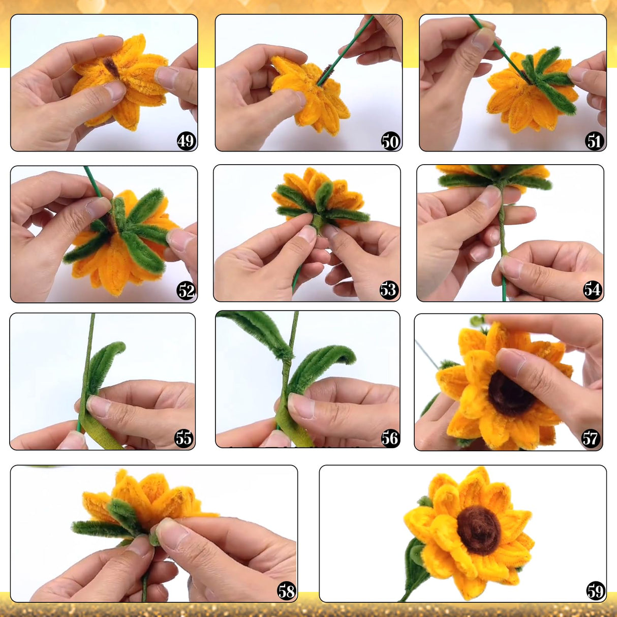 TOAOB 200pcs Pipe Cleaners Craft DIY Sunflowers Bouquets Making Kit Chenille Stems Artificial Flowers Craft Kit for DIY Art and Crafts Party Wedding Home Decorations TOAOB THE ONE AND ONLY BABY