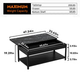 Gun Safe with Biometric Lock, Biometric Fingerprint Gun Safe for Rifles and Pistols, Hidden Gun Storage for Jewelry Money Rifles Pistols and Ammo, Use as Coffe Table (Black Marble Wood) Xyvaly