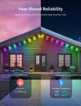 200FT Permanent Outdoor Lights, 100 Smart Waterproof IC+RGBCW LED Eaves with Warm White & Cool White, Halloween Christmas Permanent Light with 48 Scenes Mode for All Holiday Decor Party Daily Lighting lemonlovely