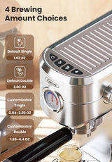 Gevi Espresso Machine 20 Bar, Professional Espresso Maker Latte Machine with Milk Frother, Stainless Steel Expresso Coffee Machines for Home, Compact Cappuccino Machine, Great Gift Choice, Silver Gevi