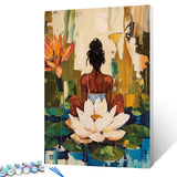 Yoga Women/Lady Paint by Number Kits for Kids and Adults Beginner Africa Black Women in Garden Acrylic Digital Pitures Tropical Lotus Flowers Paintwork Nordics Home Decor Boho Gift(16''W x 20''H) Tucocoo