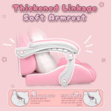 PUKAMI Pink Gaming Chair Cute with Cat Ears and Cat Paw Lumbar Cushion, Ergonomic Computer Chair for Girl with Footrest and Headrest, Comfortable Reclining PC Game Chair for Adult, Teen, Pink PUKAMI