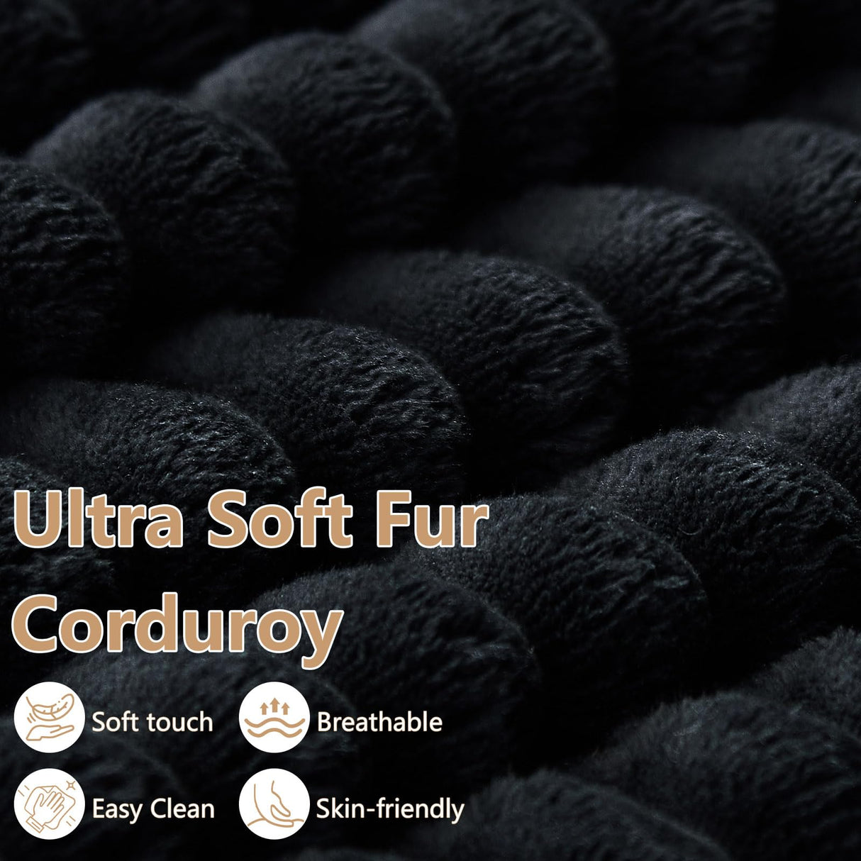 Cloud Loveseat Sofa, Modern Corduroy 2-Seater Couch with Deep Seat, No Assembly Required Memory Foam Sofa, Boneless Sofa in a Box for Bedroom, Apartment, Office,Small Space (Black,63in) atosela