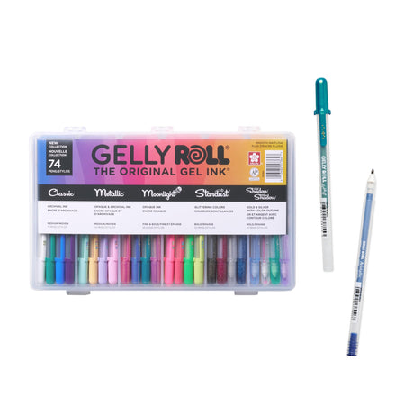 SAKURA Gelly Roll Gel Pens - Gift Set - Ink Pen Set - Art & Holiday Gifts & DIY Projects - Assorted Point Sizes with Storage Case - Assorted Colored Ink with Special Effects - 74 Pack SAKURA