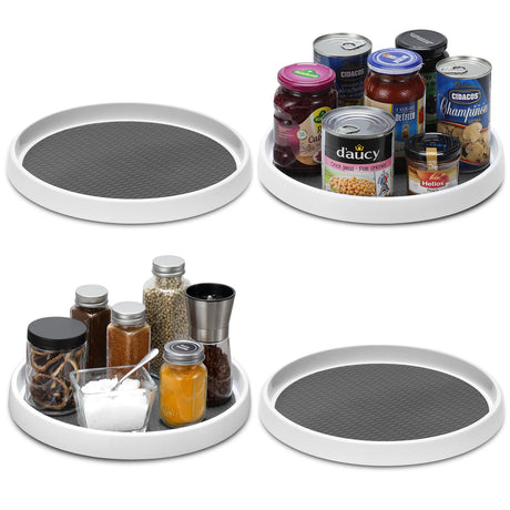 Set of 4, 10 Inch Non-Skid Lazy Susan Organizers - Turntable Rack for Cabinet, Pantry Organization and Storage, Kitchen, Fridge, Bathroom Makeup Vanity Countertop, Under Sink Organizing, Spice Rack LANDNEOO