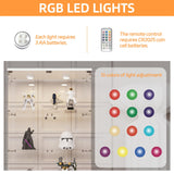 LFT HUIMEI2Y Glass Display Cabinet with LED Lights and Lock, 2 Door Curio Cabinets, Tempered Glass Collection Display Showcase for Bedroom, Living Room 65” White LFT HUIMEI2Y