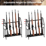 Gun Racks, Floor Standing Shotgun Rack Indoor Outdoor, Heavy Duty Metal Frame Wooden Rifle Racks with Wheels, Vertical Display Stand for Home Garage Gun Storage - Holds up to 10 Long Guns Nandae