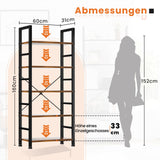 Sweetcrispy Book Shelf, 5 Tier Bookcase, Modern Tall Bookshelf Corner Storage Organizer for Garage Kit, CDs, Movies Suitable Home Office Bedroom, Kitchen, Living Room - Brown Sweetcrispy