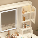 Leavader Vanity Desk with Lighted Mirror - 41.3" White Vanity Table with USB Ports & Large Storage Space, Modern Makeup Desk Dressing Table for Home Apartment Leavader