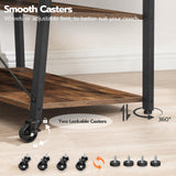 HOOBRO Rolling TV Stand with Mount and Power Outlet Up to 55 inch TV, Corner Entertainment Center, Small TV Stand with 3-Tier Storage Shelves for Living Room, Bedroom, Rustic Brown and Black BF66UDS01 HOOBRO