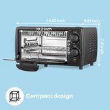COMFEE' Toaster Oven Countertop, Small Toaster Ovens Combo 4 slice, Mini Oven for 9" Pizza, Compact Oven 2 Racks for Toast, Bake, Broil, 950W, Black, CTO-E101A(BK) COMFEE'