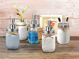 Komashr Mason Jar Bathroom Accessories Lids Set(4pcs) -Jars Not Included -Soap Dispenser,Toothbrush Holder,and Apothecary Jars Lids for Regular Mouth Mason Jars -Rustic Farmhouse Decor, Brushed Nickel Komashr