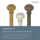 Elrene Home Fashions Rhinebeck Single Faux-Wood Curtain Rod, For Curtains and Drapery with Rustic Cap Finials, 1-Inch Diameter, 48"-86" Adjustable Rod, Antique Walnut Elrene