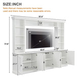 97.4"W Elegant 4-Piece Wall Unit Entertainment Center with Bookshelf for TVs Up to 70", Versatile TV Stand with Adjustable Shelf, Mid-Century Media Console with Bridge for Living Room, White (White) THINK 30