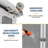 Amopatio 41 Cu Ft Outdoor Storage Shed, Horizontal Resin Trash Can Storage, Weather Resistance, Storage Box with Floor Included for Garden Tools, Lawn Mowers, Garbage Cans, Patio Use, Sandstone Amopatio