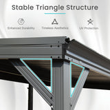 Domi 8' x 8' Lean to Gazebo, Wall Mounted Gazebos Pergola with Built in Drainage System, Galvanized Steel Roof, Hardtop Patio Shelter for Deck, Porch, Backyard and More domi outdoor living