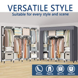 LOKEME Portable Closet, 67 Inch Wardrobe Closet for Hanging Clothes with 4 Hanging Rods, 25mm Steel Tube Clothes Storage Organizer for Extra Sturdy, Quick and Easy to Assembly, Gray Cover LOKEME