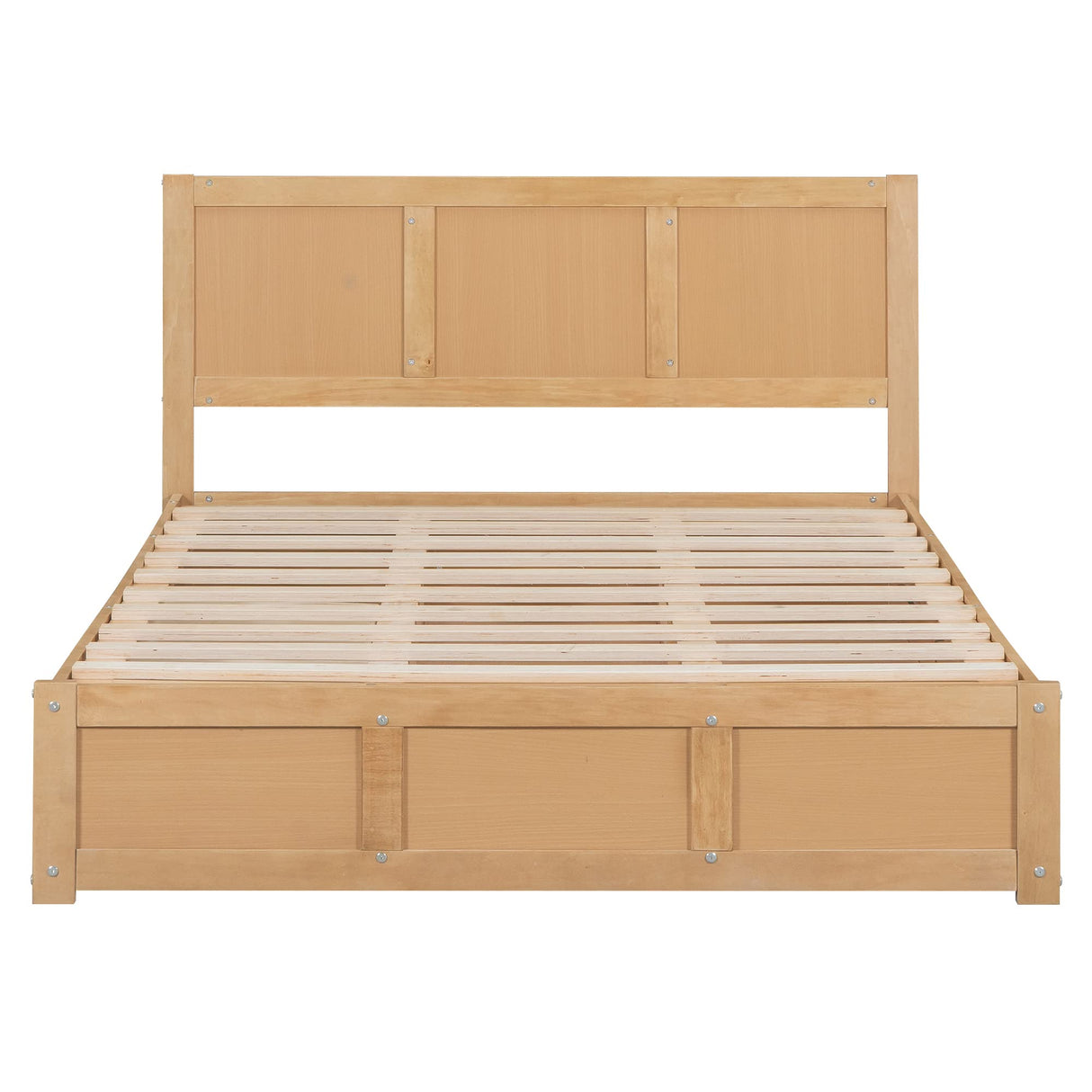 Bellemave Lift Up Storage Full Bed with Drawers and Headboard in Natural Wood Bellemave