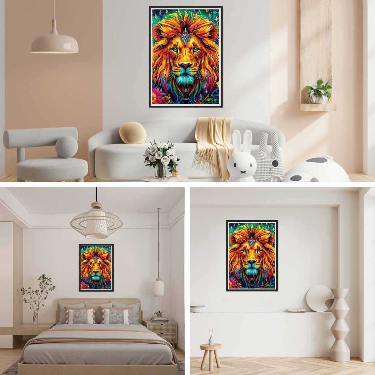 SENQAO Lion Diamond Painting Kits for Adults, Flower Diamond Art Paintings Kit for Beginners, 5D Full Drill Diamand Paintings Kits, Gem Art Crafts for Adults Wall Decor 12x16inch SENQAO