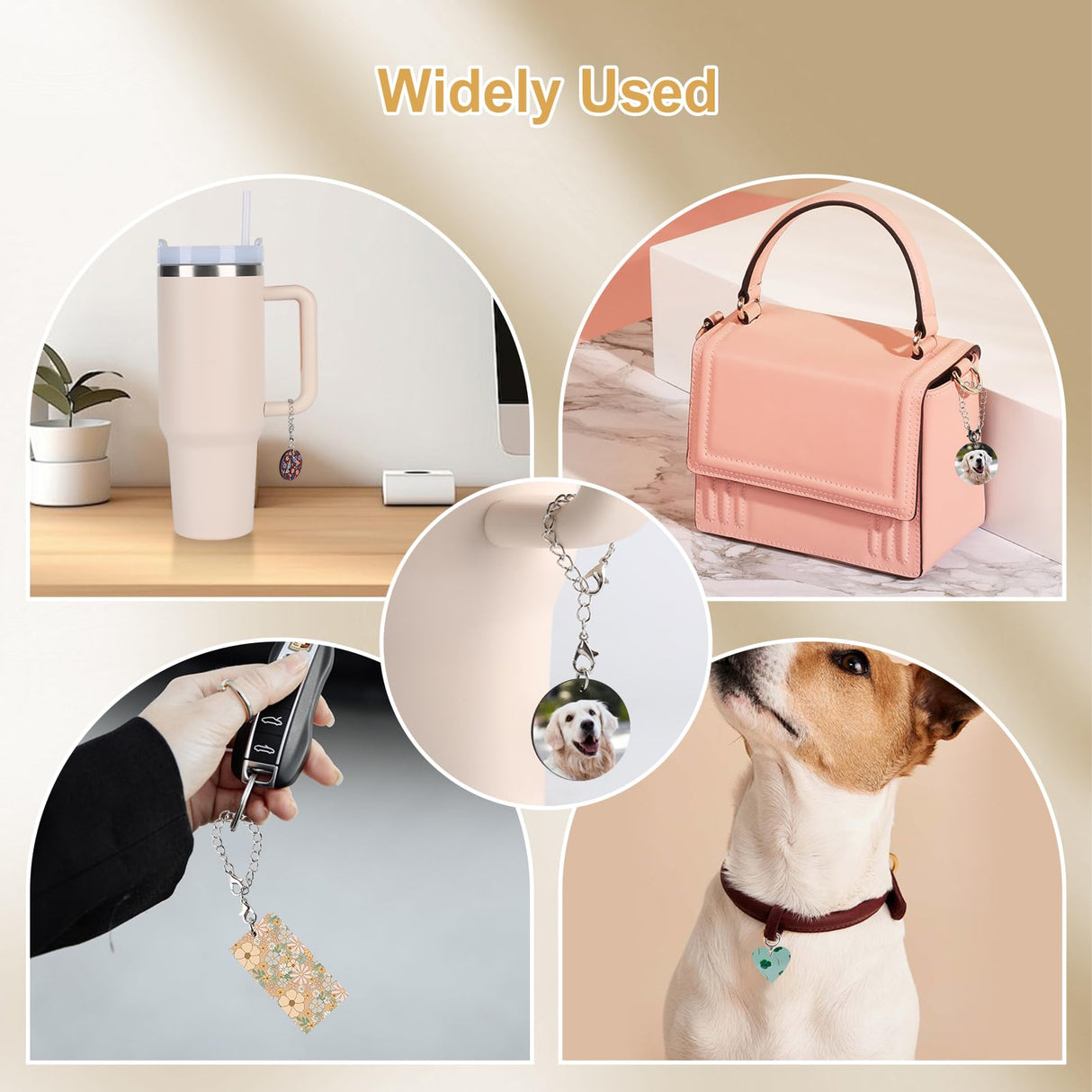 16Pcs Sublimation Charm Accessories for Cup,Sublimation Blanks Bulk Stanley Cup Charm for Tumbler Cup Sublimation Keychains Charm Sublimation Keychains MDF with Chain Jump Ring DIY Crafts (Rectangle) KKSUBCA