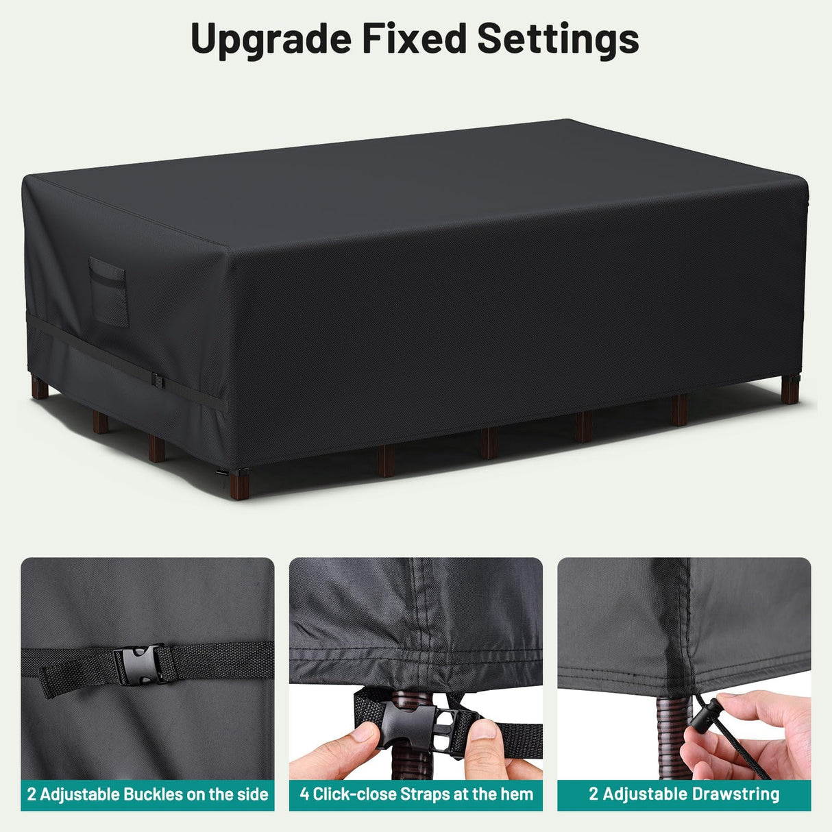 BROSYDA Upgraded Patio Furniture Set Cover, Improved Heavy Duty Waterproof Outdoor Furniture Covers Outdoor Couch Cover Table and Chair Cover with Adjustable Straps, 108"L ×82" D×28" H, Back BROSYDA