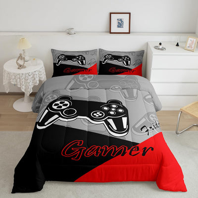 Feelyou Gamer Comforter Set for Boys Teens Gaming Bedding Set Video Game Contoller Home Decor for Kids Down Alternative Comforter Twin Size 2 Pieces with 1 Pillowcase