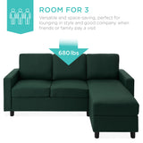 Best Choice Products Upholstered Sectional Sofa for Home, Apartment, Dorm, Bonus Room, Compact Spaces w/Chaise Lounge, 3-Seat, L-Shape Design, Reversible Ottoman Bench, 680lb Capacity - Dark Green Best Choice Products