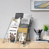 NEESEEYEE Wire Magazine Rack with 4 Open Tiers Book Signing Rack Tabletop Display Stand Holds Both Magazines and Brochures Display Rack Wire - Black NEESEEYEE