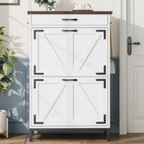 Shoe Cabinet Storage for Entryway Hidden Shoes Storage Cabinet Farmhouse Narrow Shoe Organizer Cabinet with 2 Flip Drawers, Free Standing Slim Shoe Cabinet for Door Entry, Foyer, Hallway, White Jocoevol