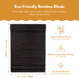 Radiance Cordless Bamboo Roman Shades for Windows - Flatweave Bamboo Blinds for Reduce Bright Light - Easy to Lift & Fold Up Window Shades - Espresso - 27 in. W x 48 in. L - (02208825E) Radiance