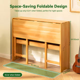 Bamboo Folding Desk Mid Century Modern Desk for Home Office Bedroom Small Spaces，Natural Dezyfurni