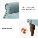 HULALA HOME Accent Chair with Wood Legs & Removable Cushion, Modern Wingback Armchair with Nailhead Trim, Comfy Upholstered Lounge Chair, Single Sofa Chairs for Living Room Bedroom, Blue HULALA HOME