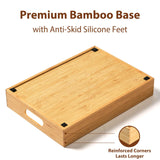 Umilife Kitchen Cabinet Organizer for Food Storage Container Lids, with Adjustable Dividers, Bamboo Drawer Caddy, Box for Kitchen Storage And Organization Umilife