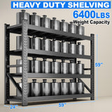 JBLCC 6400LBS Garage Shelving Heavy Duty 59" W Storage Shelves 4-Tier Adjustable Metal Steel Shelving Unit for Industrial, Commercial Basement, Pantry, Warehouse, 59'' W x 59''H x 24'' D JBLCC