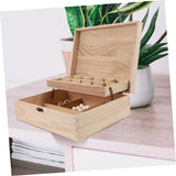 LALADEFIEE Unfinished Jewelry Box DIY Wooden Trinket Box Wood Storage Box Keepsake Jewelry Box with Locking Clasps for Rings Earrings Necklaces Watches Bracelets LALADEFIEE