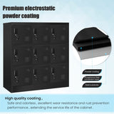 Greenvelly 9 Door Storage Locker for Employee, Metal Locker for Office, Gym, Shool, Lockable Black Steel Locker with Lock and Card Slot for Home,Garage Greenvelly