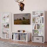 oneinmil Bookshelf 5-Tier Set of 2 Open Bookcase and Bookshelves Wooden Floor Standing Display Wide Storage Shelves Rack 60" Tall for Home Offices, Living Rooms, and Bedrooms, White oneinmil