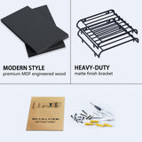 MXCSE Floating Nightstand Shelves, Modern Night Stand for Bedroom, Wood Floating Shelf for Wall, Nightstand Bedside Table, Mid Century Wall Shelves for Living Room, Bedroom (2, Black) MXCSE