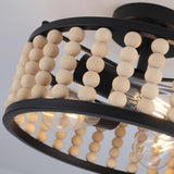Luupyia Wood Bead Ceiling Light 3Lights, 12.79Inches Vintage Boho Ceiling Light Fixture Small Chandeliers Semi Flush Mount Mid Century Retro Overhead Lighting for Bedroom Foyer Hallway, E26 Luupyia