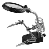 Vludiss Helping Hands Magnifying Glass Soldering Station, LED Lighted 3.5X 12X Magnifier with Auxiliary Clips Alligator Clamp for Miniatures Projects,Model Making, Soldering Vludiss