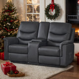 Consofa Reclining Loveseat with Console, Manual Loveseat Recliner Sofa, Wall Hugger Double Reclining Loveseat with Side Pockets & Cup Holders for Living Room, Office, Home Theater Consofa