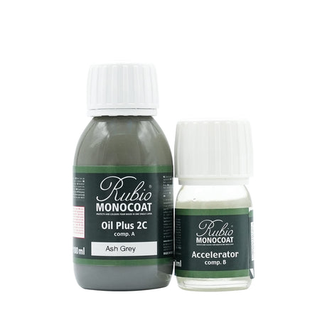 Rubio Monocoat Wood Stain & Finish 65 ft² - Ash Grey | Oil Plus 2C | Quick-Dry, Eco-Friendly Linseed Wood Oil for Indoor Use, Includes Accelerator (Part B) | Protector | 130 ml Rubio Monocoat